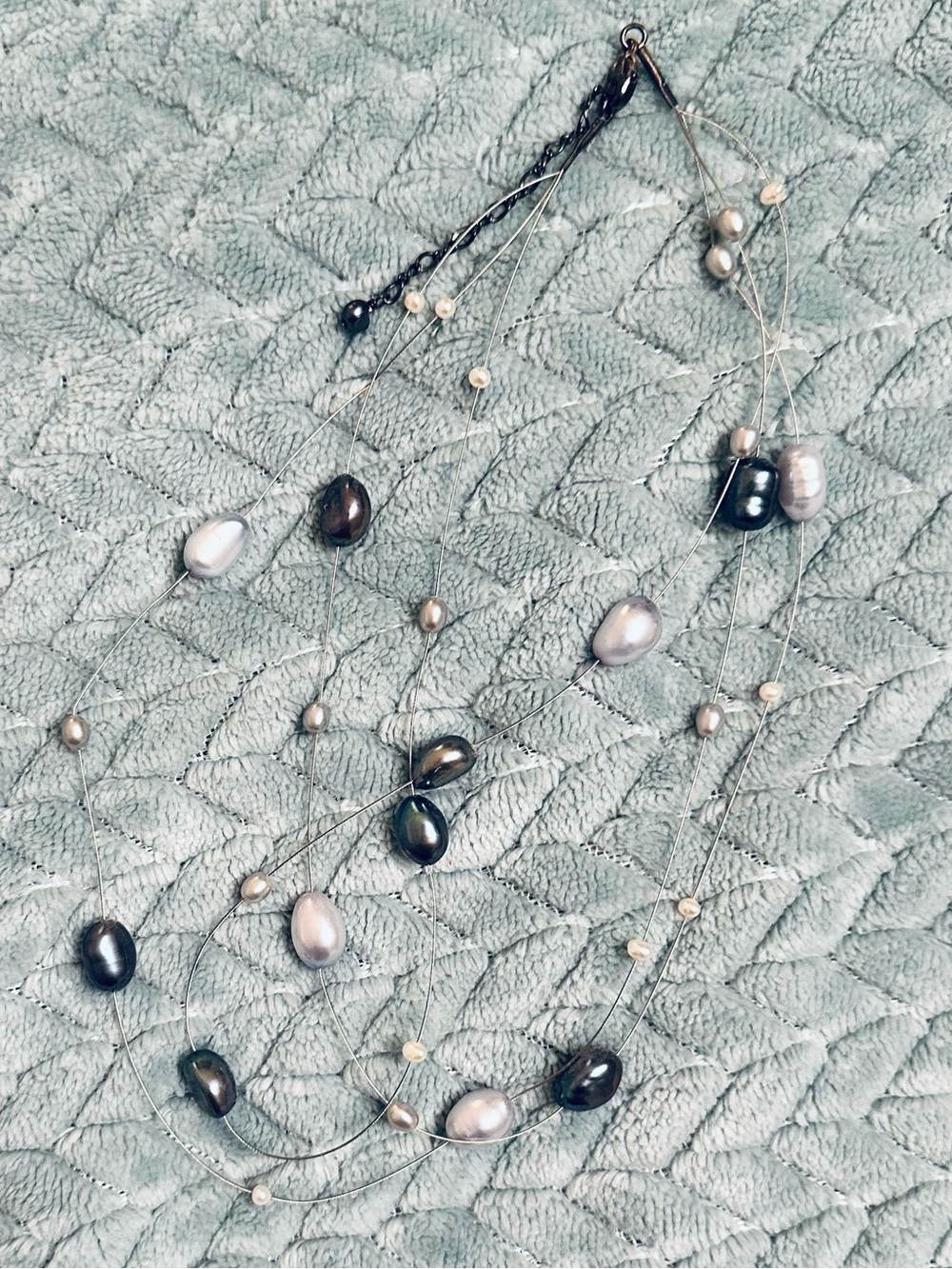 Floating Raw Pearl 3-Strand Necklace